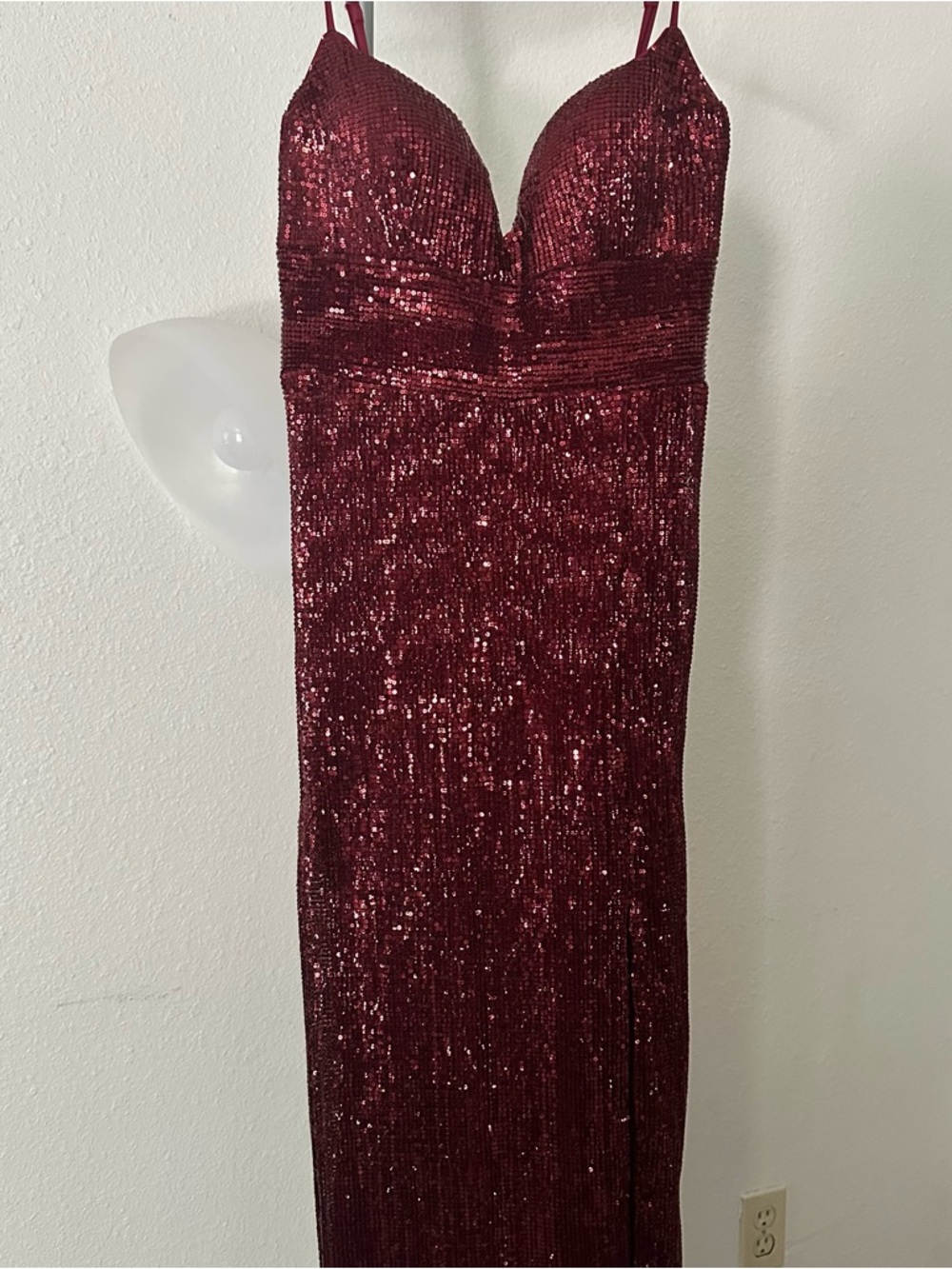 Cinderella Strapless Sequin Bustier in Burgundy